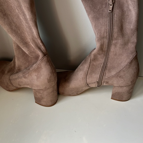 INC women’s taupe tan Rikki over the knee faux suede boots 2 1/2 “ block heel - Picture 5 of 7